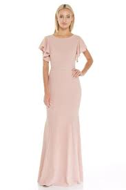 Affordable Ruffle Sleeves Long Bridesmaid Dress In Blush Dresses Bridesmaid Dresses Long Bridesmaid Dress