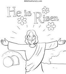 This jesus is risen coloring page depicts a cross with the words jesus risen intersecting in the center. Pin By Alexandria Bartoli On Bible Activities Sunday School Coloring Pages Jesus Coloring Pages Easter Sunday School