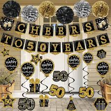 Shop men's clothing from cafepress. Buy 50th Birthday Decorations For Men 21pack Cheers To 50 Years Black Gold Glitter Banner For Women 6 Paper Poms 6 Hanging Swirl 7 Decorations Stickers 50 Years Old Party Supplies