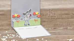 Die materialien von stampin up könnt ihr ganz einfach über mich bestellen. Lustige Pop Up Eselkarte Bines Stempelgluck