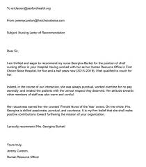 Sample Registered Nurse Rn Letter Of Recommendation Email Example