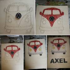 Nagel Fadenbild Vw Bus Mit Namen Fadenbilder Fadenkunst Basteln