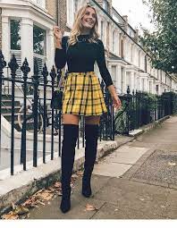 I Love This Yellow Plaid Skirt In This Combo Pinterest Outfits Cool Outfits Winter Fashion Outfits