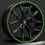 Customize your car with black and green wheel rims