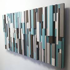 Modern Wood Art Cottage Chic Wood Strip Artwork Wooden Wall Art In Turquoise Brown Gray White Charcoal Wood Wall Sculpture Wood Artwork Rustic Wall Art