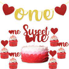 Maybe you would like to learn more about one of these? Amazon Com Valentine S 1st Birthday Banner Sweet One Cake Toppers Heart Cupcake Decoration Red Gold Cake Smash Sweetheart Themed Party Supplies Grocery Gourmet Food