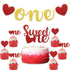 Maybe you would like to learn more about one of these? Amazon Com Valentine S 1st Birthday Banner Sweet One Cake Toppers Heart Cupcake Decoration Red Gold Cake Smash Sweetheart Themed Party Supplies Toys Games