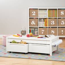 Complete Adjustable White Activity Table Set The Land Of Nod Kids Play Table Play Table Kids Table And Chairs