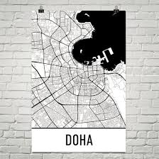 Doha Qatar Street Map Poster City Map Art Map Art Map Art Print