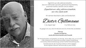 Traueranzeigen von Dieter Gillmann
