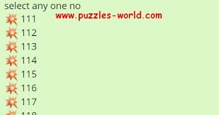 Select Any One No For Diwali Whatsapp Game Puzzles World