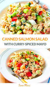 Canned Salmon Salad With Curry Spiced Mayo Dressing Recipe Salmon Salad Canned Salmon Salad Salad With Sweet Potato