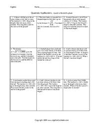 If you found the word problems involving quadratic equations on this lesson difficult to understand, review the lesson about factoring trinomials. Quadratic Equations Applications Vertical Motion Problems Worksheet 3