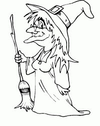 A cute witch holding a wand and a flask in front of a cauldron. Drawing Witch 108201 Characters Printable Coloring Pages