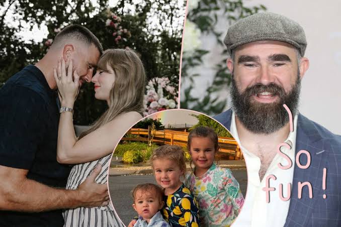 Jason Kelce surrounded by his loving daughters, do AI tạo