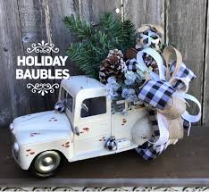 Christmas Truck Centerpiece Buffalo Plaid Vintage Truck Etsy Vintage Truck Christmas Christmas Truck Red Truck Decor