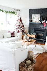 Red White Christmas Decorating New Living Room Tour The Happy Housie Christmas Living Rooms White Christmas Decor Small Living Room Decor