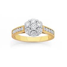 9ct Gold Diamond Cluster Engagement Ring Diamond Cluster Engagement Ring Gold Ring Designs Diamond Cluster
