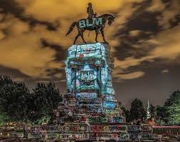 George floyd memorials vandalised in new york and new jersey. Image Of George Floyd Projected Onto The Robert E Lee Monument In Richmond Virginia Pics