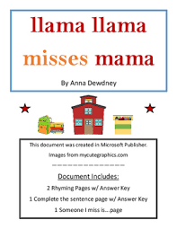 In my classroom, i typically choose one story to read for the week. Llama Llama Misses Mama Worksheets Teaching Resources Tpt