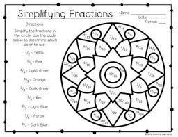 Simplifying Fractions Coloring Worksheet Free Simplifying Fractions Fractions Worksheets Math Fractions