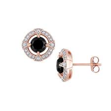 Black And White Diamond Earrings 2 Ct Tw Black And White Diamond Earrings In 10k Rose Gold In 2020 White Diamond Earrings Earrings Diamond Earrings