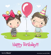 Birthday Images For Kids Cartoon Greeting Birthday Card Vector Image On Vectorstock Happy Birthday Kids Happy Birthday Boy Birthday Wishes Flowers