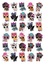 30 X L O L Surprise Dolls Pets Stand Up Rice Card Cupcake Toppers 3x4cm Approximately These Toppers Are Printed On Edible Rice Wafer Lol Dolls Lol Paper Dolls