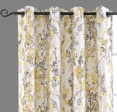 Shop for yellow floral curtains online at target. Set 2 Yellow Gray Grey White Floral Curtains Panels Drapes 84 Inch L Darkening Ebay