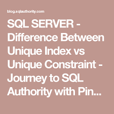 Sql Server Difference Between Unique Index Vs Unique Constraint Journey To Sql Authority With Pinal Dave Sql Server Sql Sql Tutorial