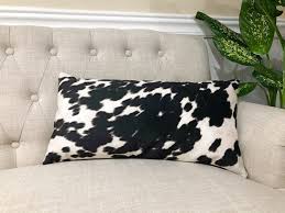 Black And White Lumbar Pillow Cover Faux Cowhide Lumbar Pillow Cover Black And Off White Lumbar Pillowcase Faux Cow Hide Rectangular Pillow Cover In 2020 Rectangular Pillow Cover Lumbar Pillow Cover Faux Cowhide