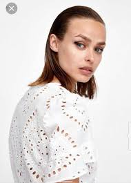 Zara White Cutwork Embroidery Top with Ruffled Sleeves, Women's Fashion,  Tops, Blouses