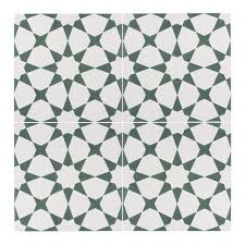 Black And White Geometric Tile Estrella Green Cement Tile Black And White Tile Riad Tile Cement Tile Geometric Tiles Black And White Tiles