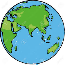 Cartoon Earth Globe With Eurasia, Africa And Australia Royalty ...
