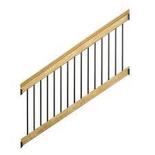 This document provides building photographs, and examples of defects found in inspecting indoor or outdoor stairs, railings, landings, treads, and related conditions for safety and proper construction. 6 Ft Pressure Treated Stair Railing Kit With Black Aluminum Balusters 172977 The Home Depot