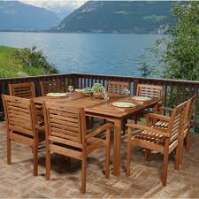 Amazonia Livorno 9 Piece Square Eucalyptus Wood Patio Dining Set Bt Square Set The Home Depot Patio Dining Set Teak Patio Furniture Patio Dining