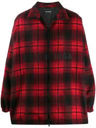 Shop Balenciaga Flannel Zip Up Logo Jacket With Express Delivery Farfetch