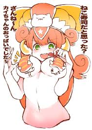 Rule 34 - 1girls Arms Up Belly Blush Curled Hair Drawing On Body Firm  Breasts Green Eyes Headphones Horns Kai (battle Cats) Large Breasts Large  Hat Long Hair Looking At Breasts March