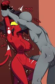 helluva boss, millie (helluva boss), spiralart, absurd res, arms above head  - Rule 34 World