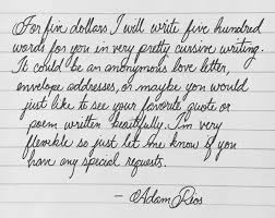Love, is written on the wearer's ring finger in black, cursive font in this typical tattoo. Write Up To 500 Words For You In Handwritten Cursive By Adam713 Fiverr