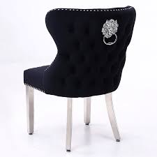 Velvet dining chairs available online at barker & stonehouse. Diana Wide Black Velvet And Chrome Dining Chair With Lion Ring Knocker Picture Perfect Home