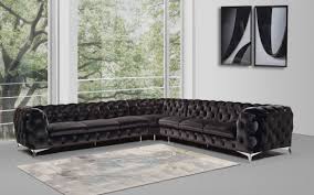 Rejuvenation's furniture collection features durable leather and fabric sectional sofas. Divani Casa Delilah Modern Style Black Fabric Sectional Sofa