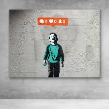 Banksy, personnage mythique de la scène graffiti, illustre artiste revendicateur, aucun fait social ne sait lui résister tant il est incisif et décoiffant dans son art. Banksy No Followers Crying Social Media Canvas Graffiti Wall Art