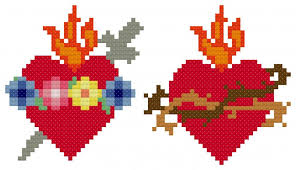 Providing good and quality counted cross stitch patterns and charts with nice design. Sacred And Immaculate Heart Free Cross Stitch Patterns Catholic Sprouts