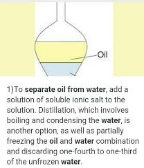 In fact, the hydrophobic properties of oil repel water molecules causing it to separate when mixed together. State The Proper Method To Separate Oil From Water Brainly In