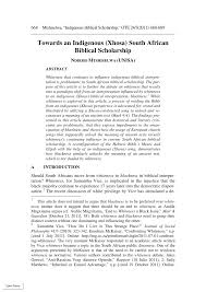 Pdf Towards An Indigenous Xhosa South African Biblical Scholarship