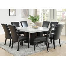 Tuck a round table with a pedestal base into a corner for a snug eating area. Steve Silver Camila Cm420wb 540pt 8xskn 9 Piece Dining Set With Marble Table Top Dunk Bright Furniture Dining 7 Or More Piece Sets