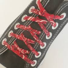 Red Bandana Shoelaces Shoestrings With Red Bandanna