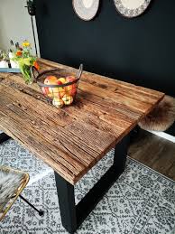 Massiver esstisch barracuda 180cm antik teak holz mit stahl kufenfüßen inkl. á… Massiver Esstisch Aus Altholz Mit Eisengestell 5 Grossen