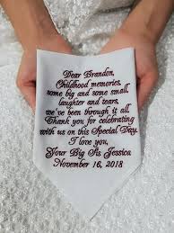 Brother Of The Bride Gift From Sister Personalized Embroidered Etsy Bride Gifts Custom Handkerchief Sister Personalized